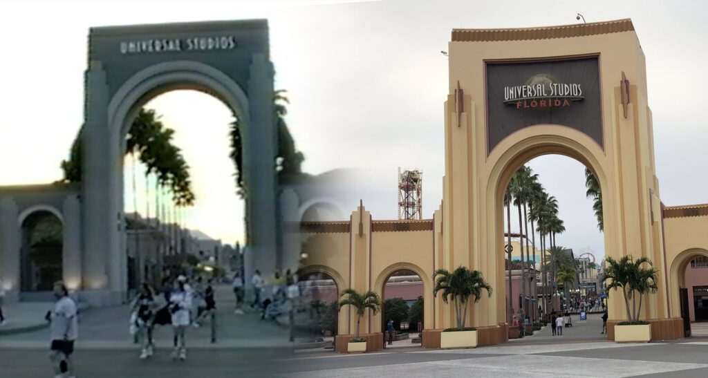 Image comparison of the arches at Universal Studios Florida
